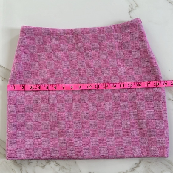 ICONE par Simons Pink checkered damier organic cotton mini skirt Size Medium M - Picture 6 of 8